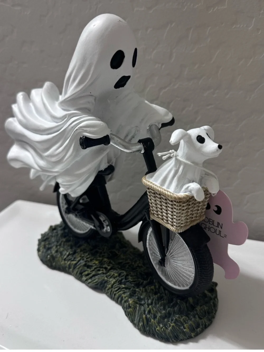 Goblin & Ghoul Ghost Riding Bicycle with Ghost Dog Halloween Figurine